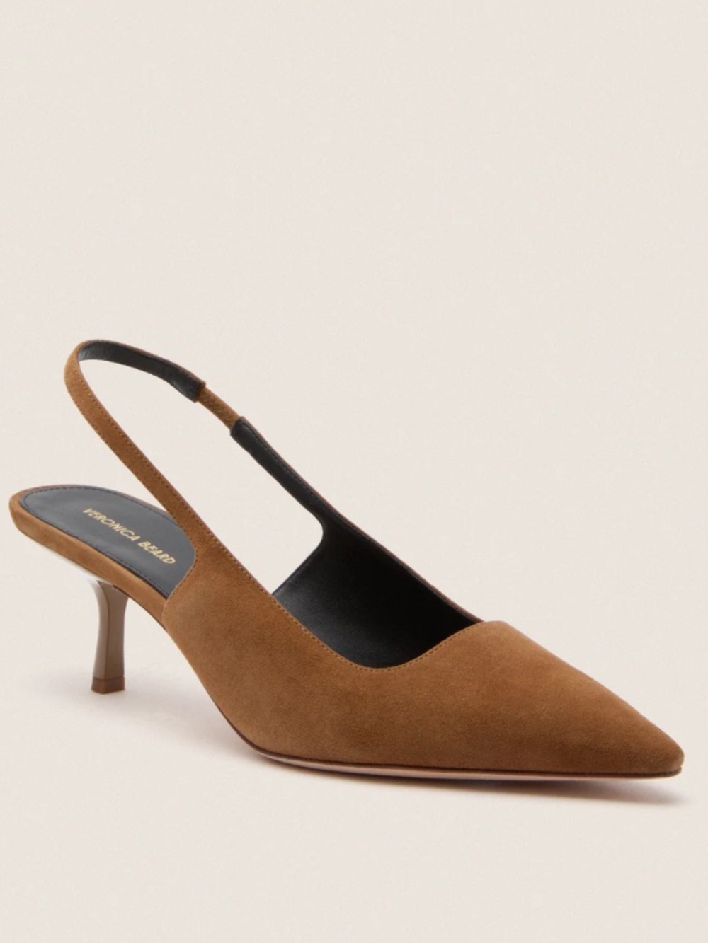 Veronica Beard Hazelwood Pointed Slingback Heels in Brown Suede